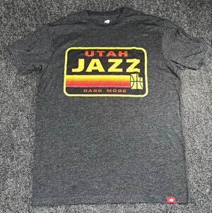 Utah Jazz Dark Mode Graphic T-Shirt Gray Medium Sportiqe EUC